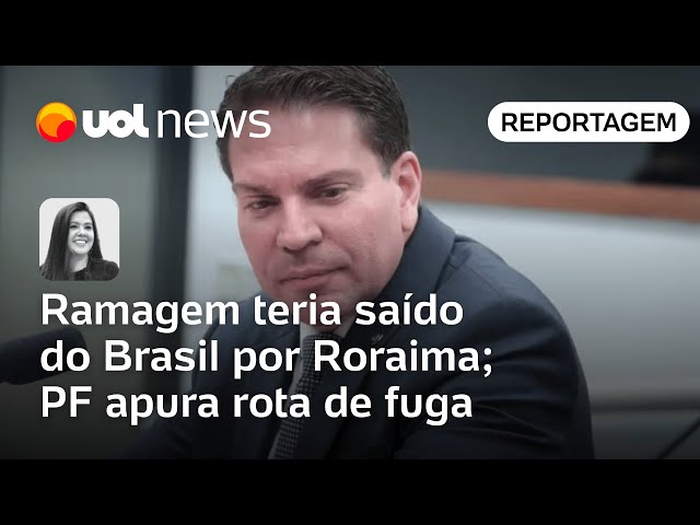 Mapa ilustrativo da possível rota de fuga de Ramagem por Roraima