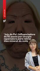 Imagem comparativa antes e depois da primeira cirurgia de Juliana Oliveira