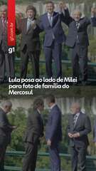 Milei discursando na cúpula, defendendo a pressão contra Maduro