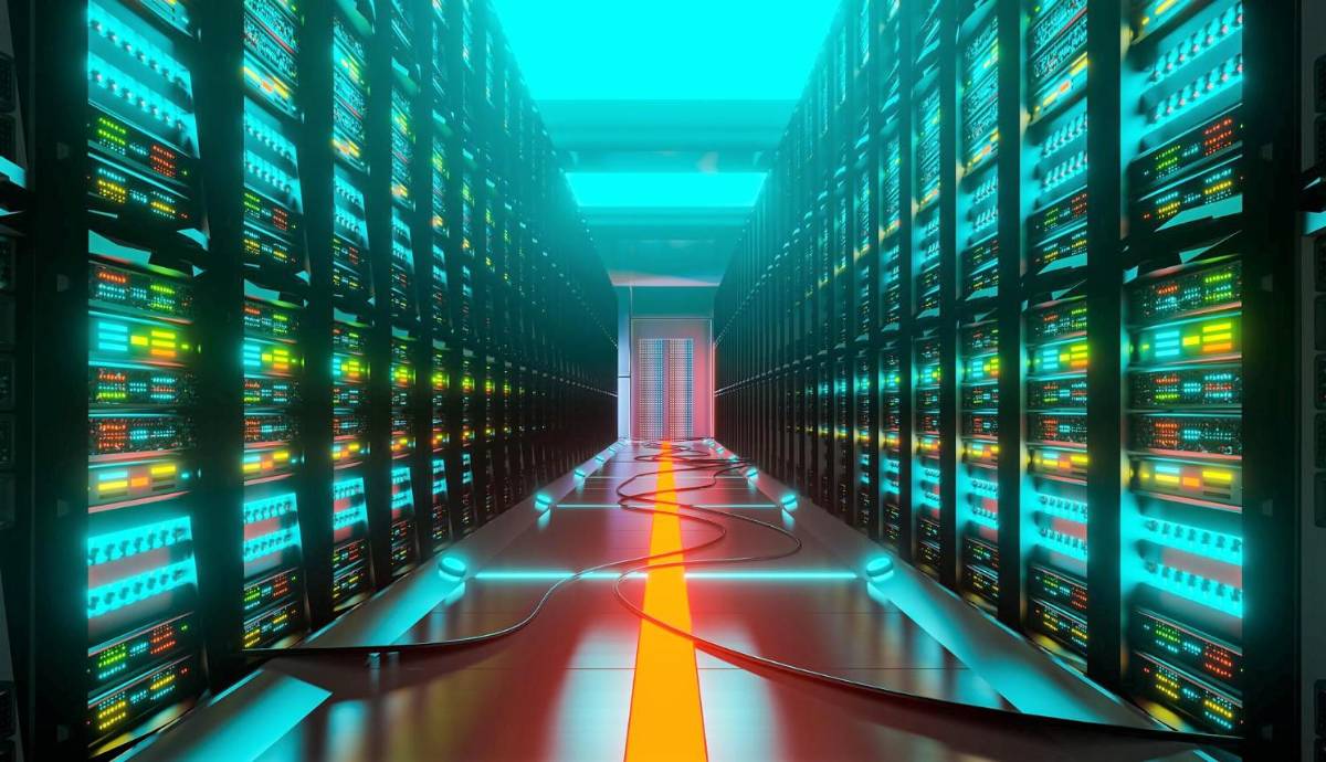 Ilustração de chips HBM em data centers para aplicações de IA