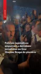 Deputado Glauber Braga sendo retirado da cadeira da Presidência pela Polícia Legislativa