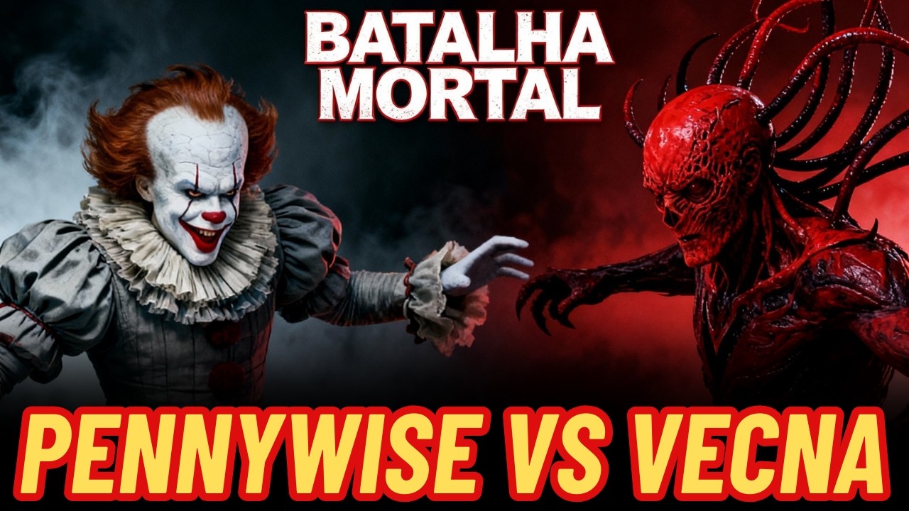 Ilustração conceitual de uma batalha entre Pennywise e Vecna