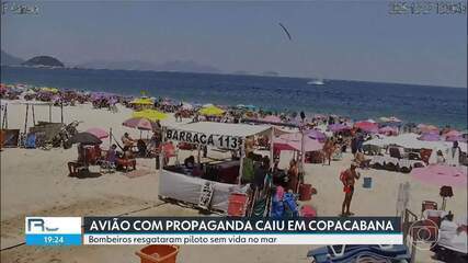 Vídeo frame capturando o momento da queda do avião em Copacabana